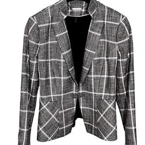 WHITE HOUSE BLACK MARKET Womens (4P) Black/White Trevi Plaid Blazer Jacket